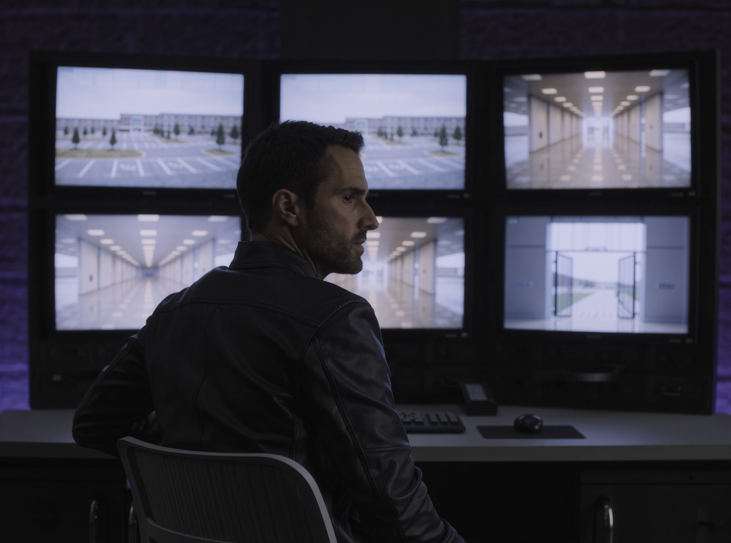 An operator in a security operations room